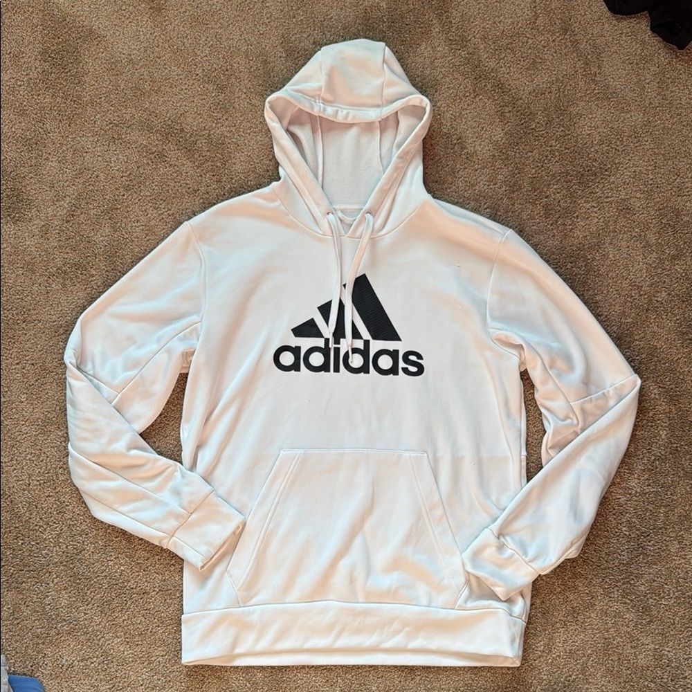 Adidas White and Black Sweatshirt Pullover Hoodie
